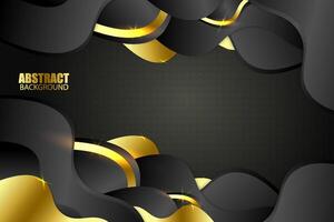 Abstract fluid background with black and gold color vector