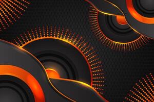 Abstract fluid background with black and orange color vector