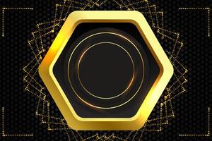 Abstract background polygon shape with black and gold color vector