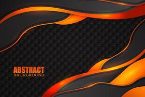 Abstract fluid background with black and orange color vector