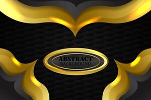 Abstract fluid background with black and gold color vector