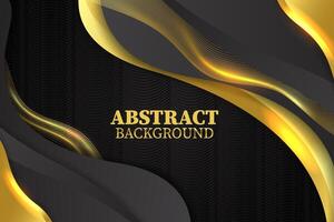 Abstract fluid background with black and gold color vector