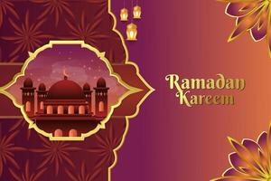 Ramadan background Islamic style with red color vector