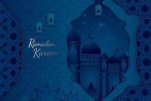 Background Ramadan Kareem blue color stylish Islamic vector
