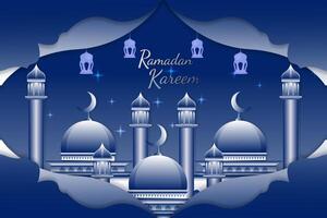 Ramadan Kareem stylish Islamic background with blue color vector