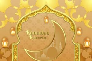 Ramadan Kareem stylish Islamic background with gold color vector