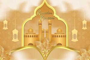 Ramadan Kareem gold color stylish Islamic background vector