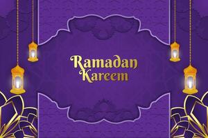 Ramadan Kareem stylish Islamic background purple color with element vector
