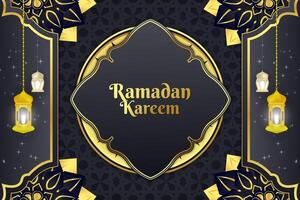 Ramadan Kareem Islamic background black and gold with element vector