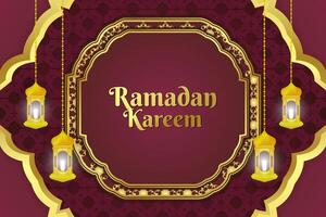 Background Islamic Ramadan red and gold color with element vector