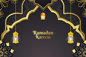 Ramadan Islamic background black and gold color with element vector