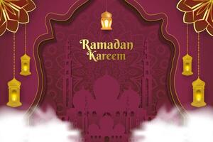Ramadan background Islamic with red color and element vector