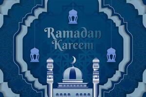 Ramadan Kareem style Islamic blue background with element vector