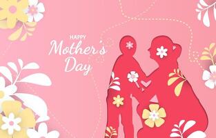 Happy Mother Day background with line vector