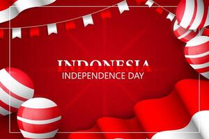 Indonesia Independence day background with flag and balloon vector