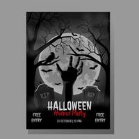 Halloween Horror Party Dark Grey Mode Poster Design vector