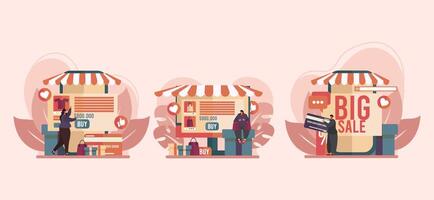 Selling Through Online Flat Design vector