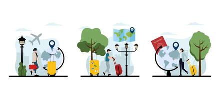 Travel Flat Bundle Design Illustration vector