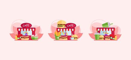 Diverse Cafe Flat Design Illustration vector