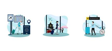 Travel Flat Bundle Design Illustration vector