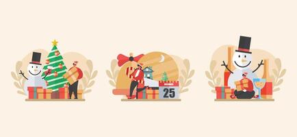 Christmas Day Flat Bundle Design vector