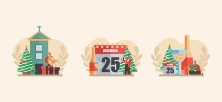Today Christmas Flat Bundle Design vector
