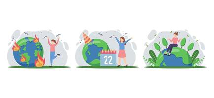Earth Day Bundle Flat Design vector