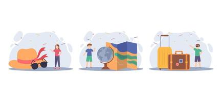 Weekend Activity Flat Bundle Illustration vector