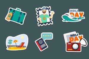 Holiday Summer Beach Sticker Set Collection vector