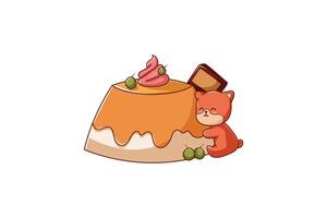 Cute Pudding Character Design Illustration vector