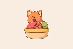 Cute Fox with Ice Cream Character Illustration vector