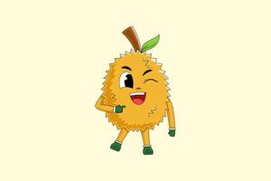 Cute Durian Fruit Character Design Illustration vector