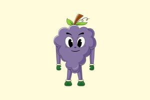 Cute Grape Character Design Illustration vector