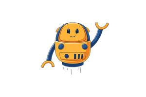 Cute Mecha Robot Character Design Illustration vector