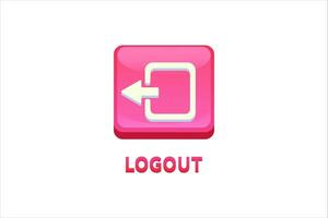 Log Out Button Interface Flat Sticker Design vector