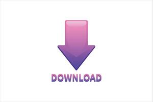Download Button Interface Flat Sticker Design vector