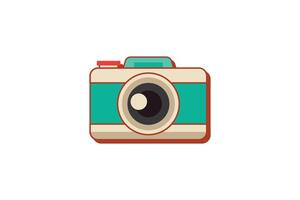 Camera Retro Flat Sticker Design vector