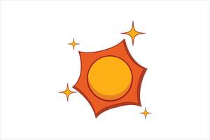 Sun Retro Flat Sticker Design vector