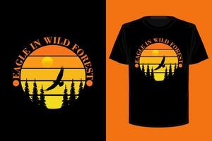 Eagle in the Forest Retro Vintage T Shirt Design vector