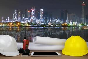 control concept. Oil refinery capacity to produce energy. photo