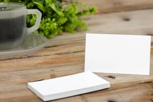 Blank business cards can be used to add text and images to make advertising. photo