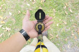 Scouts are using the compass to travel. Put it on your hand for efficient use. photo