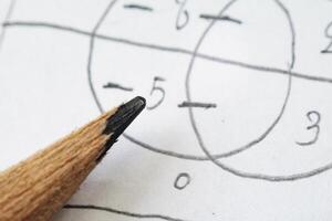Math problem solving,Must use computational skills. The Pencil is placed on paper. photo