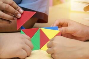 Group learning is learning by children. Learn math by the shape of objects. photo