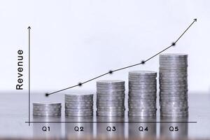 thinking about the increasing revenue on chart with RGB glitch effect. photo