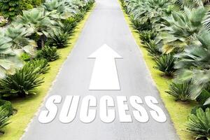 The path of success in the future,Arrow pointing forward. photo