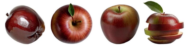 Three ripe apples arranged on a transparent background, design element for photoshop photo