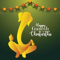 Realistic illustration of happy ganesh chaturthi celebration card vector