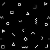 Seamless white and black geometric pattern. Hipster Memphis style. Hipster memphis pattern with geometric shapes vector
