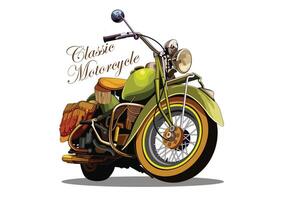 Classic motorcycle in green color illustration. Isolated on white background for background design. vector